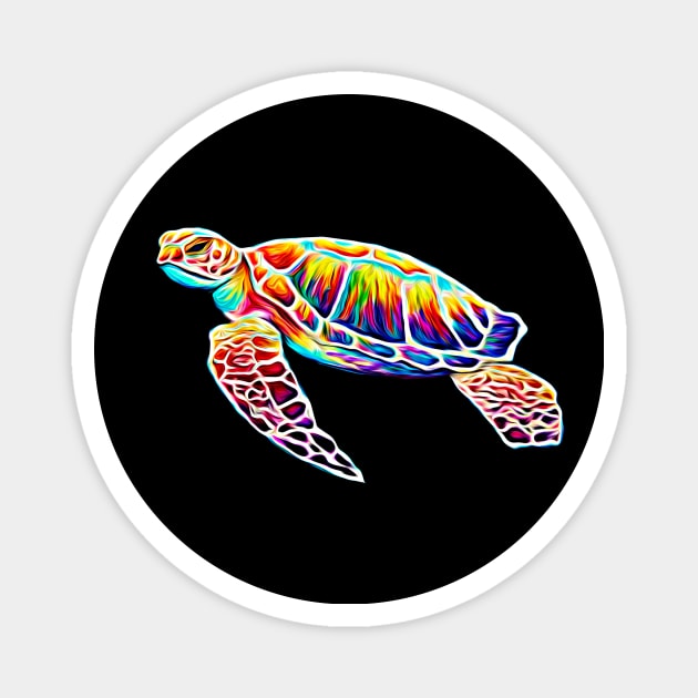 Rainbow Sea Turtle Magnet by RockettGraph1cs